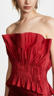 Jonathan Simkhai Structured Silk Bustier Trumpet Dress