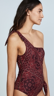 Jonathan Simkhai Bandana Print Bandeau Cutout Swimsuit