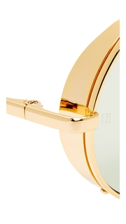 Linda Farrow Luxe 22k Gold Plate Round Brow Bar Sunglasses