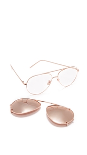 Linda Farrow Luxe Aviator Clip On Sunglasses