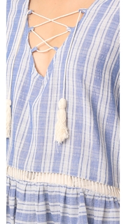 LIV Mode Lace Up Stripe Top