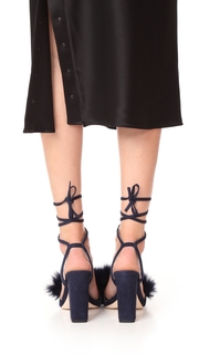 Loeffler Randall Nicolette Strappy Fur Sandals