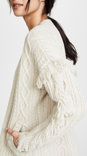 Madewell Cable Knit Fringe Cardigan Sweater