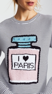 Michaela Buerger I Love Paris Perfume Bottle Striped Sweatshirt