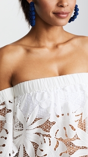 Milly Tropical Embroidery Netting Flutter Sleeve Coverup