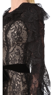Monique Lhuillier Dress with Ruffle Sleeves