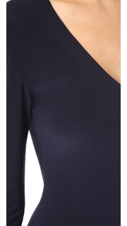 Norma Kamali Long Sleeve V Neck Fishtail Dress