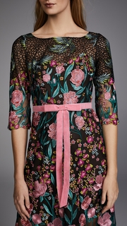 Marchesa Notte Allover Thread Embroidered Cocktail Dress