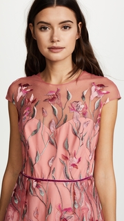 Marchesa Notte Cap Sleeve Cocktail Dress