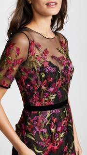 Marchesa Notte Embroidered Cocktail Dress