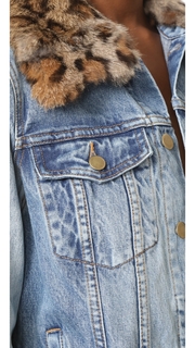 Pam &amp; Gela Denim Jacket with Detachable Fur Collar