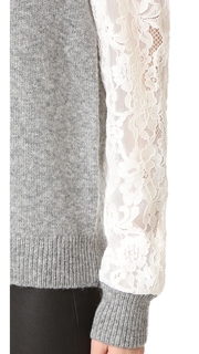 Rebecca Taylor Lace Sleeve Pullover