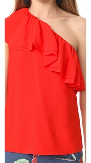 Rebecca Taylor One Shoulder Silk Top