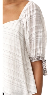 Rebecca Taylor Off Shoulder Yarn Dye Stripe Top