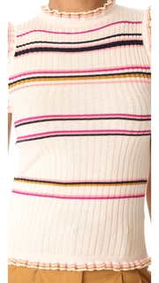 Rebecca Taylor Sleeveless Striped Rib Tank