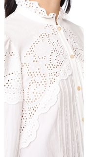 Rebecca Taylor Long Sleeve Tara Eyelet Top