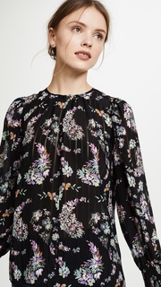 Rebecca Taylor Long Sleeve Jewel Paisley Top