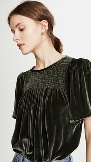 Rebecca Taylor Short Sleeve Velvet Top