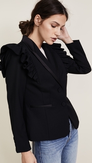 Rebecca Taylor Tuxedo Wool Ruffle Blazer