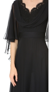 Reem Acra Silk Chiffon Cowl Front Gown