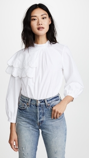 Sea Asymmetric Plymouth Ruffle Blouse