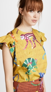 Stella Jean Cap Sleeve Monkey Blouse