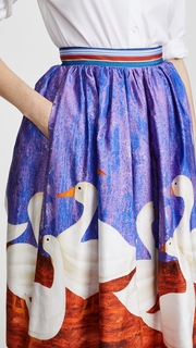 Stella Jean Duck Print Circle Skirt with Crinoline
