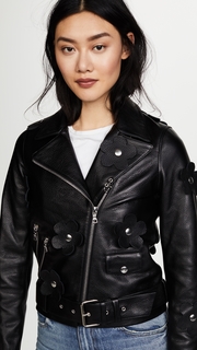 Sandy Liang Petals Delancey Leather Jacket