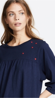 SUNDRY Mini Hearts Babydoll Top