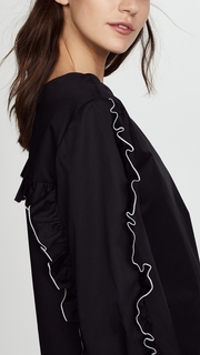 Tibi Spectator Crew Neck Ruffle Top