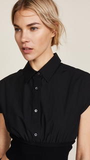 T by Alexander Wang Short Sleeve Button Down with Rib Detail