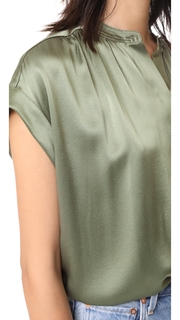Vince Shirred Neck Blouse