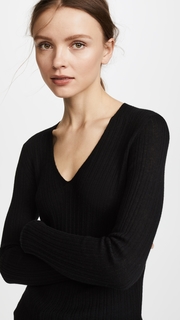 Vince Mixed Rib V Neck Top