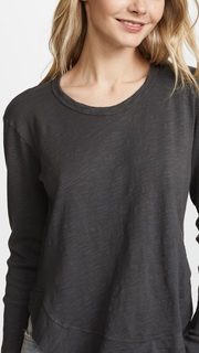 Wilt Shrunken Ruffle Shirttail Long Sleeve Tee