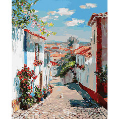 Раскраска по номерам Белоснежка "Улочка в португальском поселке", 40х50 см