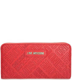 Красный кошелек с тиснением Love Moschino
