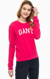 Свитшот цвета фуксии с логотипом бренда Gant