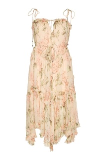 Льняное платье с принтом Zimmermann