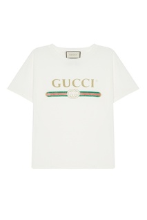 Белая футболка с логотипом Gucci