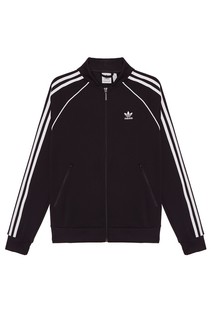 Черная олимпийка с полосками на рукавах Adidas