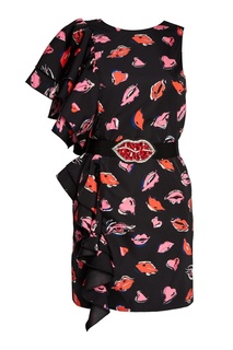 Платье с асимметричным воланом Msgm