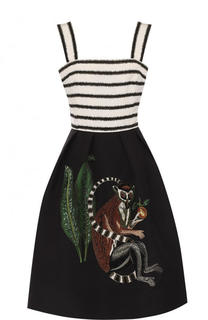 Шелковое приталенное платье с декорированной юбкой Oscar de la Renta