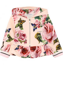 Хлопковый кардиган с капюшоном и оборкой Dolce &amp; Gabbana