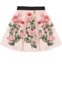 Шелковая юбка с принтом и защипами Dolce &amp; Gabbana