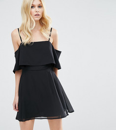 Платье мини с открытыми плечами ASOS PETITE - Черный