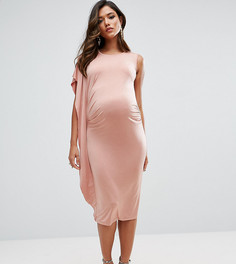 Платье миди с драпировкой ASOS Maternity - Розовый