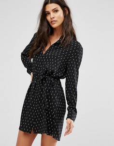 Платье-рубашка в горошек с поясом Unique 21 - Черный