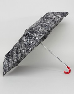 Зонтик с эффектом змеиной кожи Lulu Guinness Superslim 2 - Черный
