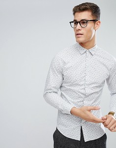 Приталенная рубашка с цветочным принтом Selected Homme - Белый
