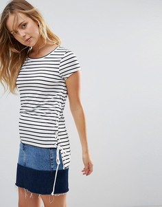 Футболка в полоску с завязками по бокам Brave Soul Julian - Белый